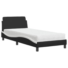 Bed met matras kunstleer zwart en wit 90x190 cm