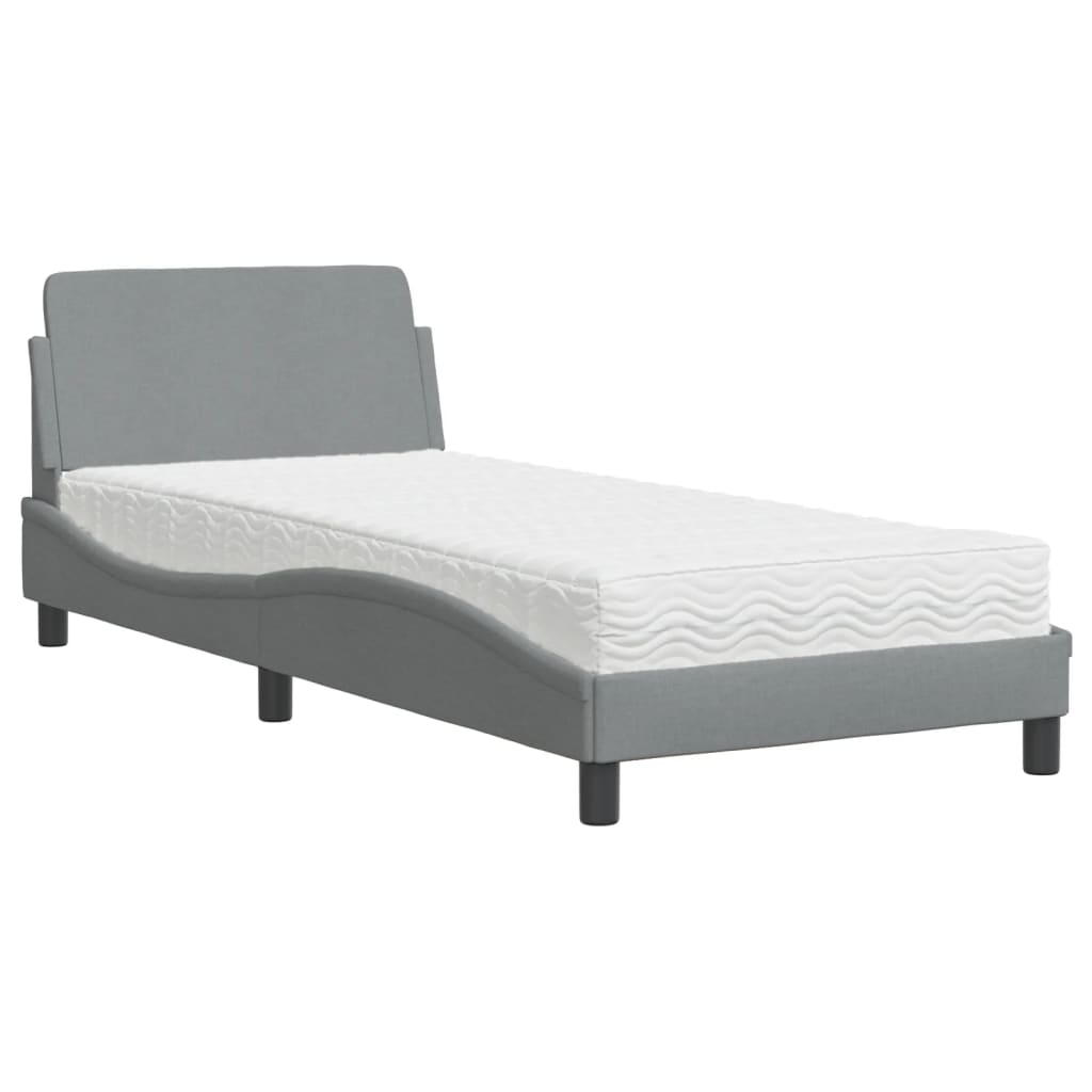 Bed met matras stof lichtgrijs 90x200 cm