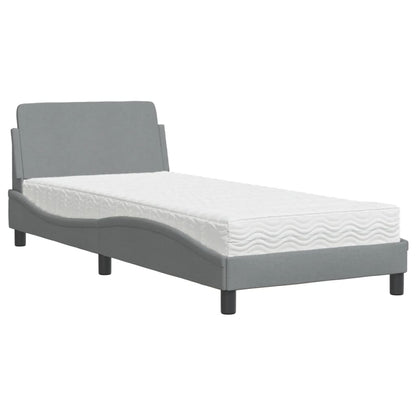 Bed met matras stof lichtgrijs 90x200 cm