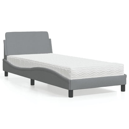 Bed met matras stof lichtgrijs 90x200 cm