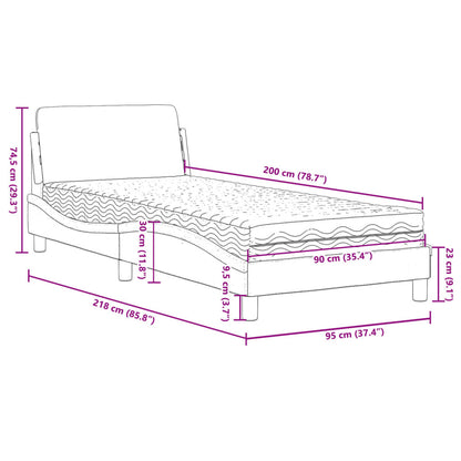 Bed met matras stof donkergrijs 90x200 cm