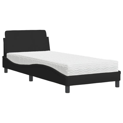 Bed met matras stof zwart 90x200 cm