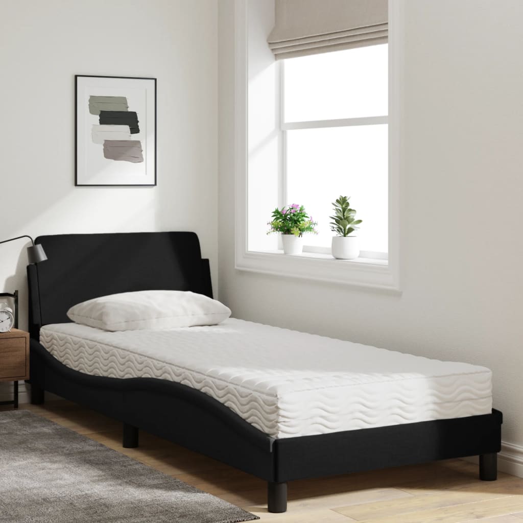 Bed met matras stof zwart 90x200 cm