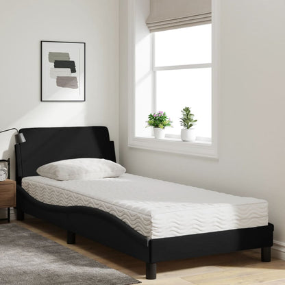 Bed met matras stof zwart 90x200 cm