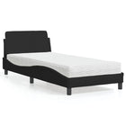 Bed met matras stof zwart 90x200 cm