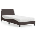 Bed with mattress "Dover" fabric dark brown 90x200 cm