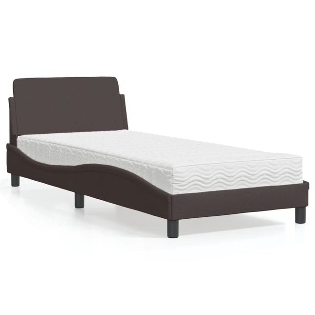 Bed met matras stof donkerbruin 90x200 cm