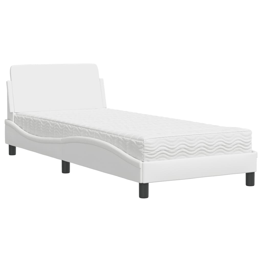 Bed met matras kunstleer wit 90x200 cm