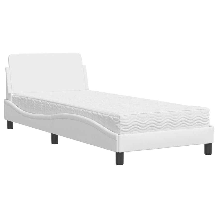 Bed met matras kunstleer wit 90x200 cm