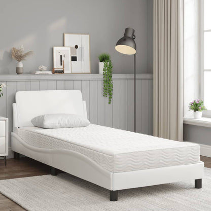 Bed met matras kunstleer wit 90x200 cm