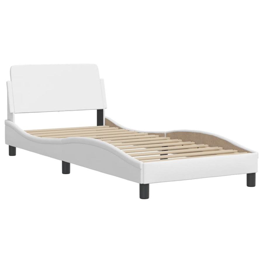 Bed met matras kunstleer wit 90x200 cm