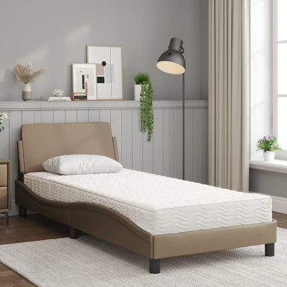 Bed met matras kunstleer cappuccinokleurig 90x200 cm