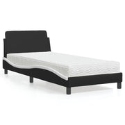 Bed met matras 90x200 cm kunstleer zwart wit
