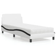Bed met matras 90x200 cm kunstleer zwart wit
