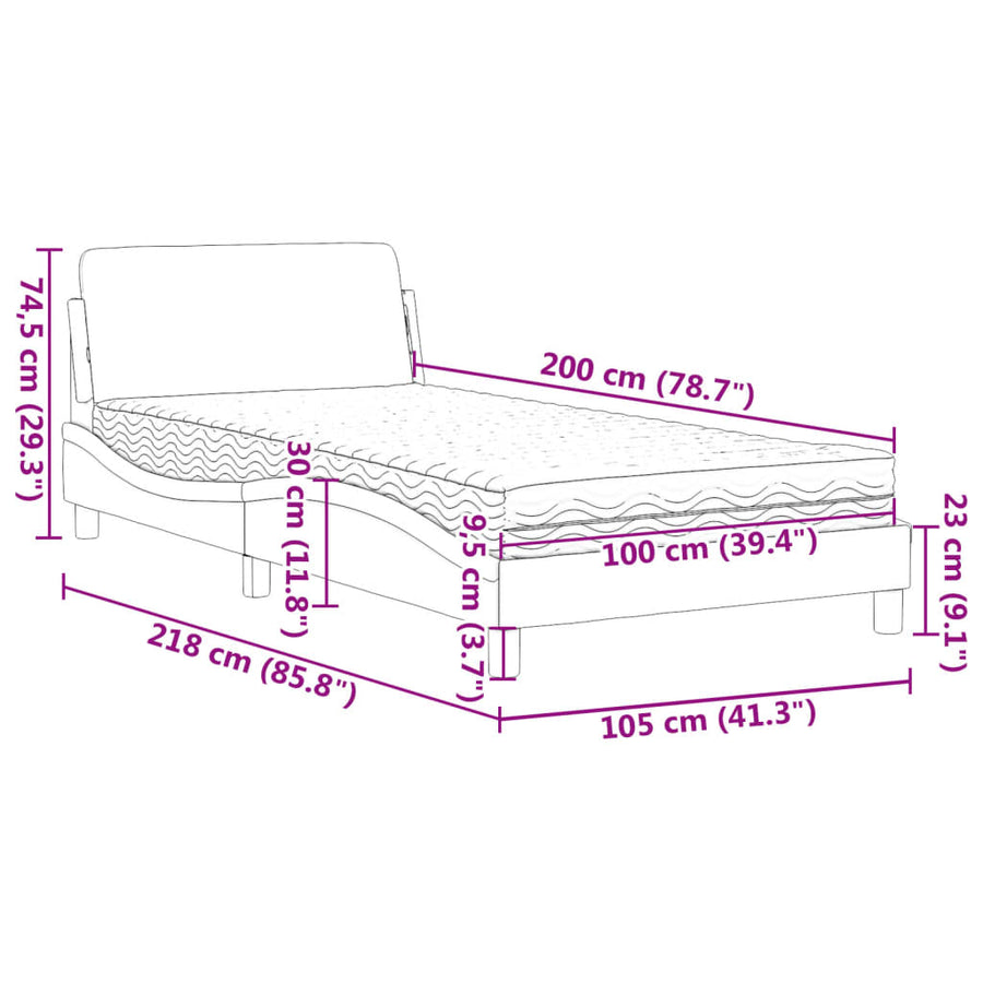 Bed met matras stof lichtgrijs 100x200 cm