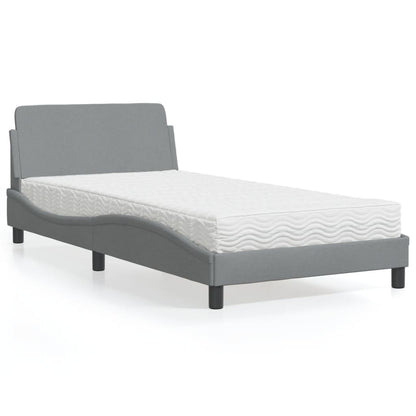 Bed met matras stof lichtgrijs 100x200 cm