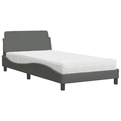 Bed met matras stof donkergrijs 100x200 cm