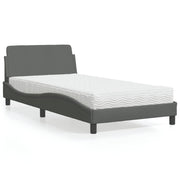 Bed with mattress "Dover" fabric dark gray 100x200 cm