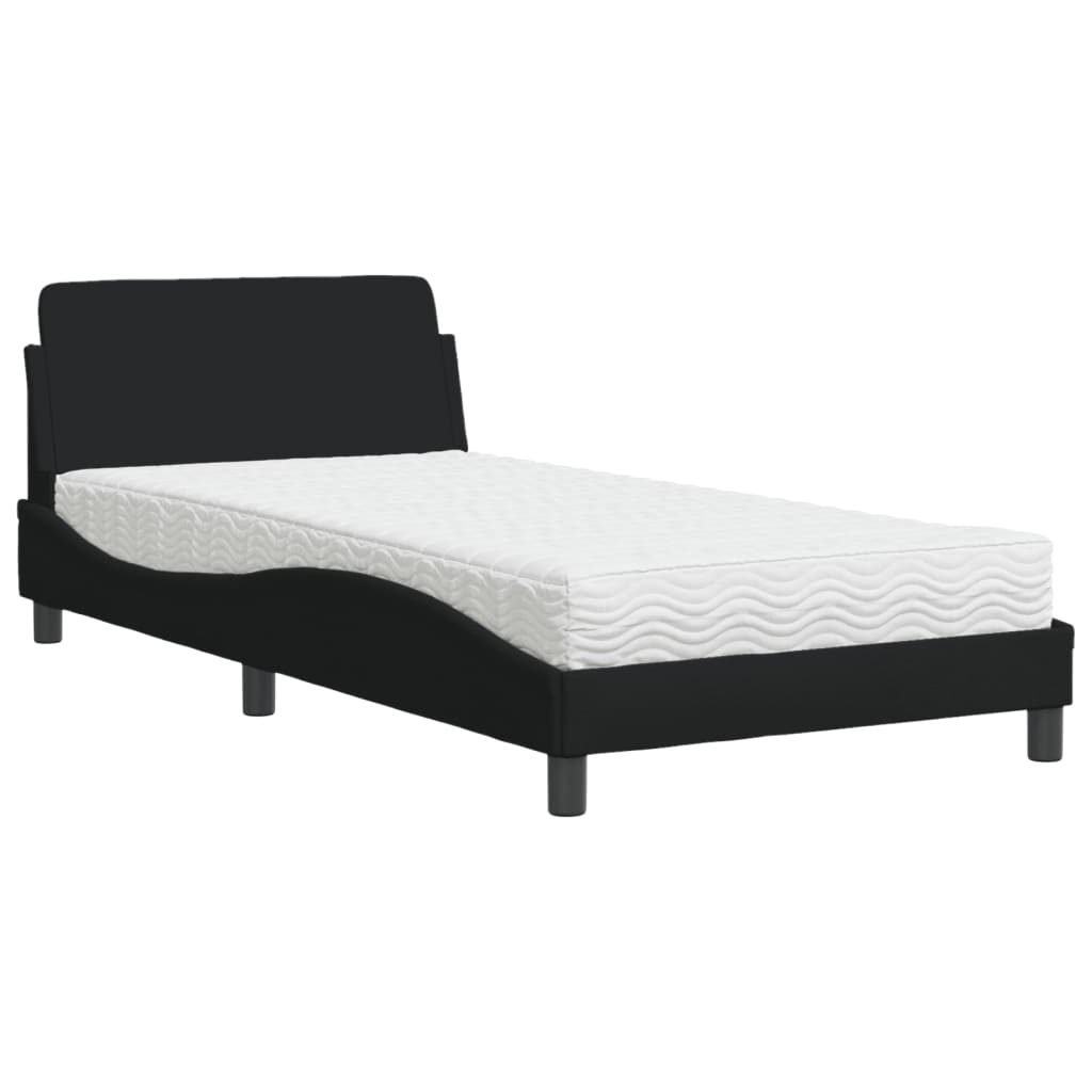 Bed met matras stof zwart 100x200 cm