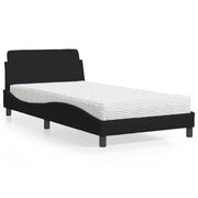 Bed with mattress "Dover" fabric black 100x200 cm
