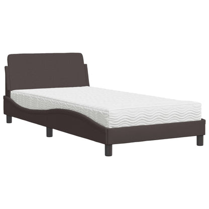 Bed met matras stof donkerbruin 100x200 cm