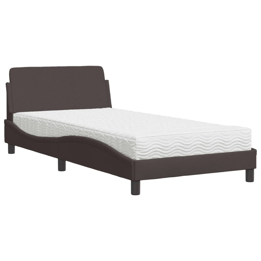 Bed met matras stof donkerbruin 100x200 cm