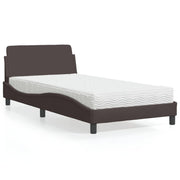 Bed with mattress "Dover" fabric dark brown 100x200 cm