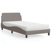 Bed with mattress "Dover" fabric taupe 100x200 cm