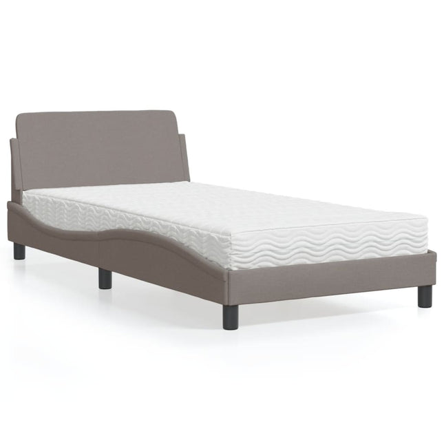 Bed met matras stof taupe 100x200 cm