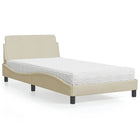 Bed met matras stof crèmekleurig 100x200 cm