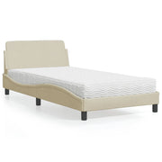 Bed with mattress "Dover" fabric cream 100x200 cm