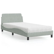Bed met matras 100x200 cm lichtgrijs fluweel