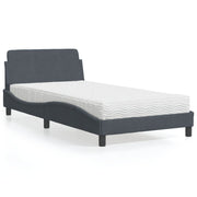 Bed met matras 100x200 cm donkergrijs fluweel
