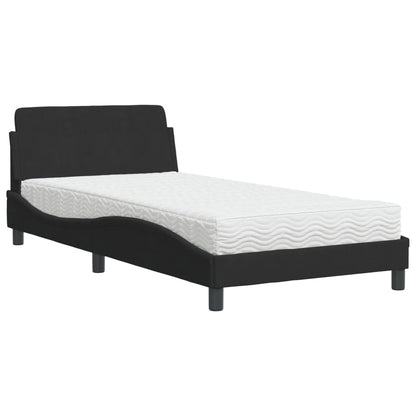 Bed met matras fluweel zwart 100x200 cm
