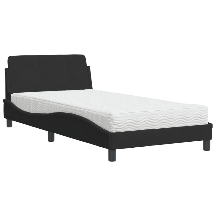 Bed met matras fluweel zwart 100x200 cm