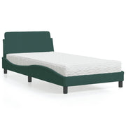 Bed met matras 100x200 cm donkergroen fluweel