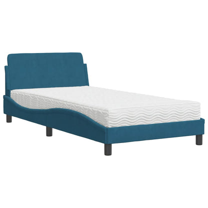 Bed met matras fluweel blauw 100x200 cm