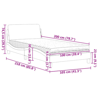 Bed met matras fluweel blauw 100x200 cm