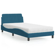 Bed met matras 100x200 cm fluweel blauw