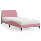 Bed with mattress "Dover" velvet pink 100x200 cm