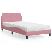 Bed met matras 100x200 cm roze fluweel