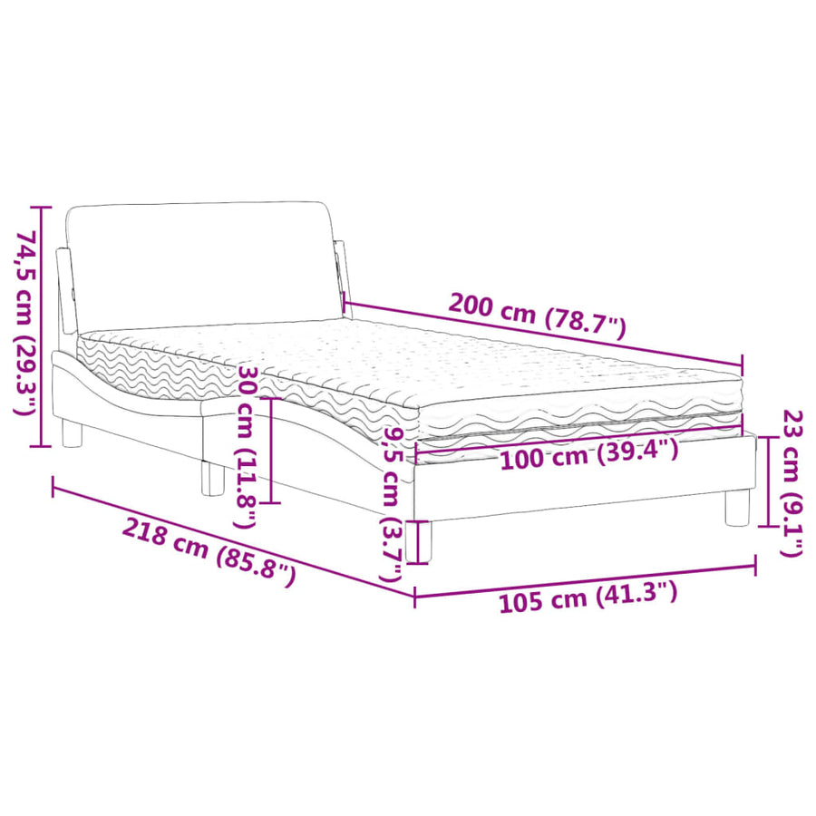 Bed met matras kunstleer zwart 100x200 cm