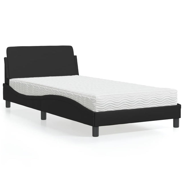 Bed met matras kunstleer zwart 100x200 cm