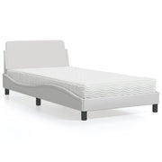Bed with mattress "Dover" faux leather white 100x200 cm