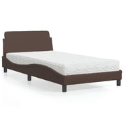 Bed with mattress "Dover" faux leather brown 100x200 cm