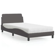 Bed with mattress "Dover" faux leather grey 100x200 cm