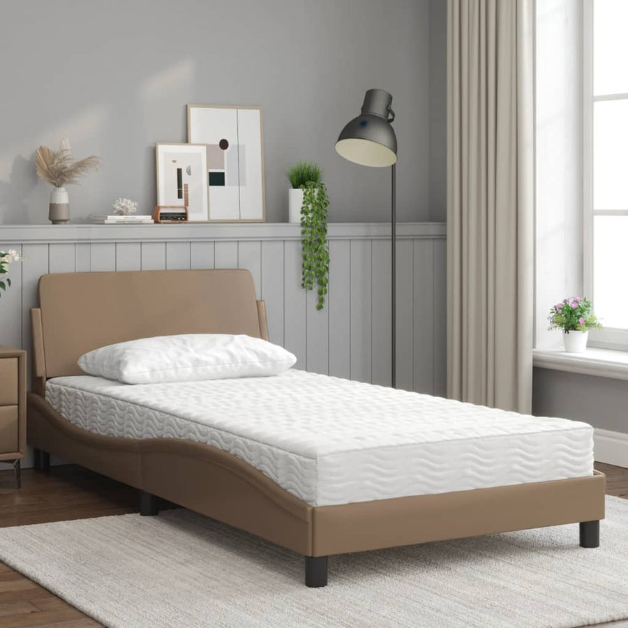 Bed met matras kunstleer cappuccinokleurig 100x200 cm