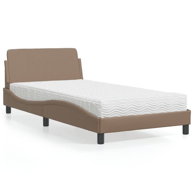 Bed met matras kunstleer cappuccinokleurig 100x200 cm