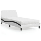 Bed met matras kunstleer wit en zwart 100x200 cm