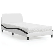 Bed with mattress "Dover" faux leather white and black 100x200 cm